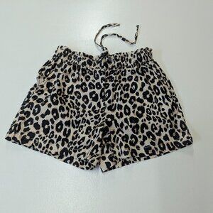 Sanctuary On Repeat Leopard Print Drawstring Linen Blend Shorts *Size Small